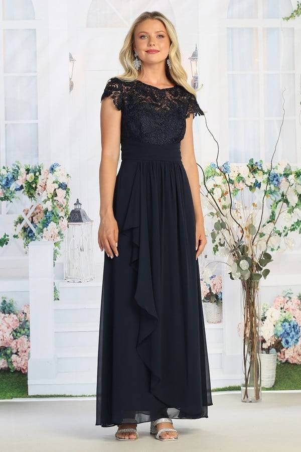 Flattering Empire Waist Delicate Lace Embellished Stunning Gown Silver / L Flattering Empire Waist Delicate Lace Embellished Stunning Gown Silver / L
