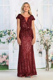 Sparkling Empire Cap Sleeve Sequin Gown Mother Of Bride Dress