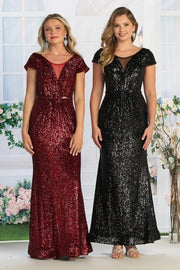 Sparkling Empire Cap Sleeve Sequin Gown Mother Of Bride Dress