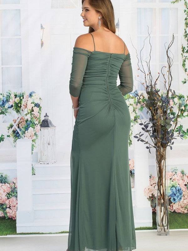 Long Fitted Elegant Mid Length Sleeve Offset Bridesmaid Dress Black / S Long Fitted Elegant Mid Length Sleeve Offset Bridesmaid Dress Black / S