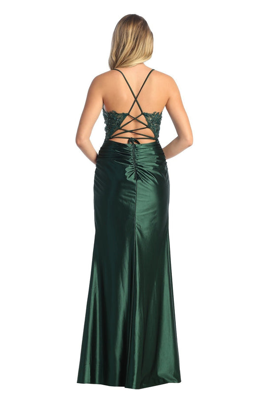 Satin Lace Top Spaghetti Strap Prom Dress 2026 Gowns