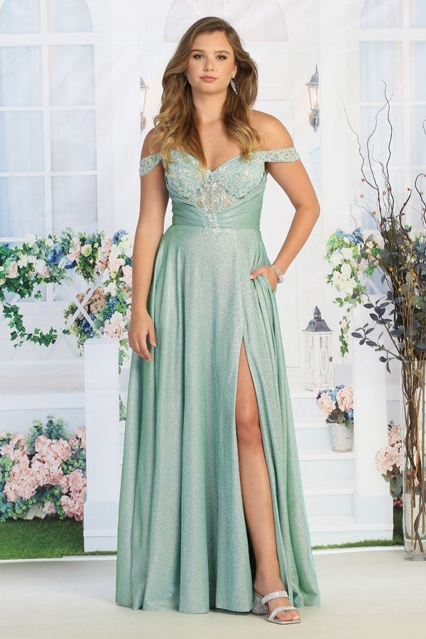 Stunning Gown Sparkling Offset Off The Shoulder Empire Prom Dress