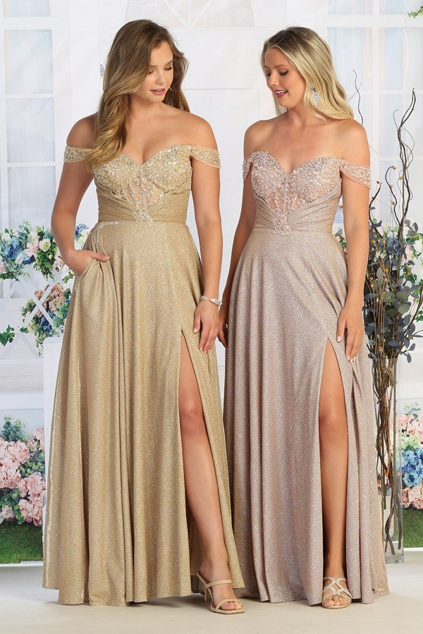 Stunning Gown Sparkling Offset Off The Shoulder Empire Prom Dress