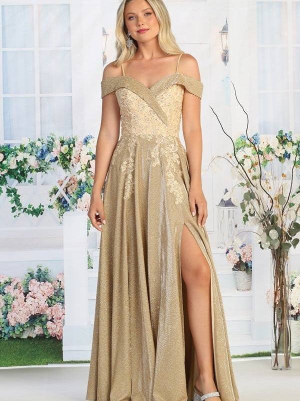 Sweetheart Bezeled Rhinestone Glitter Offset Prom Dress Champagne / M Sweetheart Bezeled Rhinestone Glitter Offset Prom Dress Champagne / M