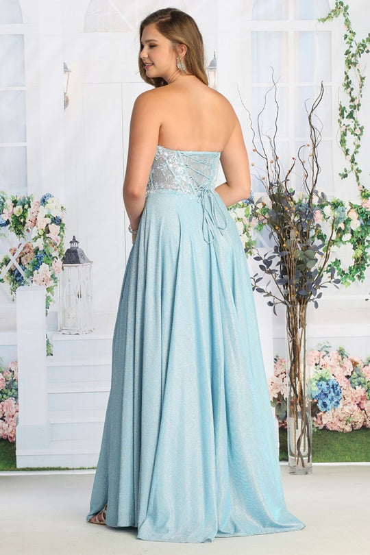 Lace Embellished Strapless Pleated Skirt Party Offset Prom Dress