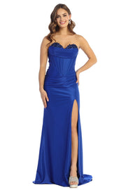 Strapless Corset  Evening Gown Womens 2026 Prom Dress with Rhinestone Bustier & High Slit