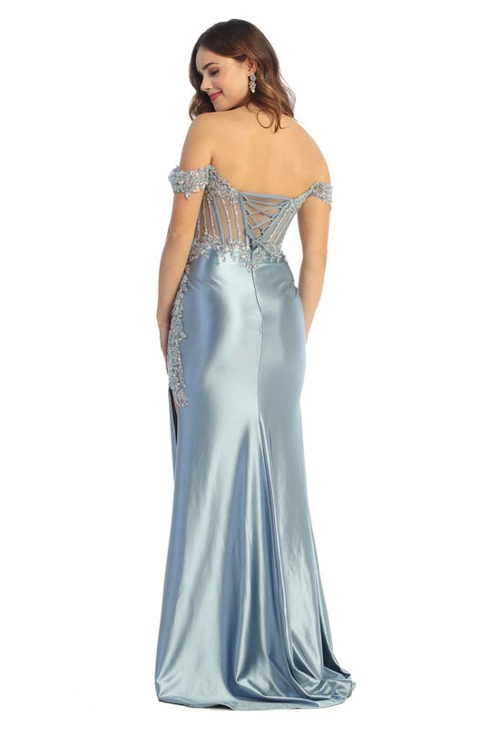 Off-Shoulder Sequin Corset 2026 Prom Gown Party Dress with High Slit
