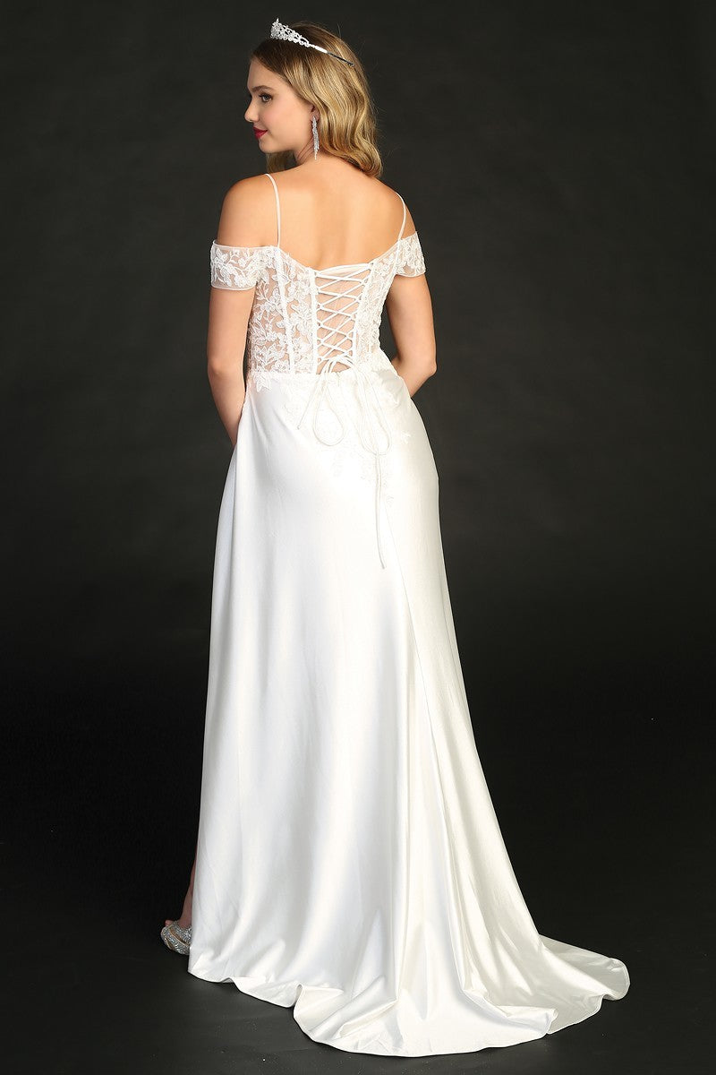 Lace Sheath Full Length Train Corset Wedding Dress