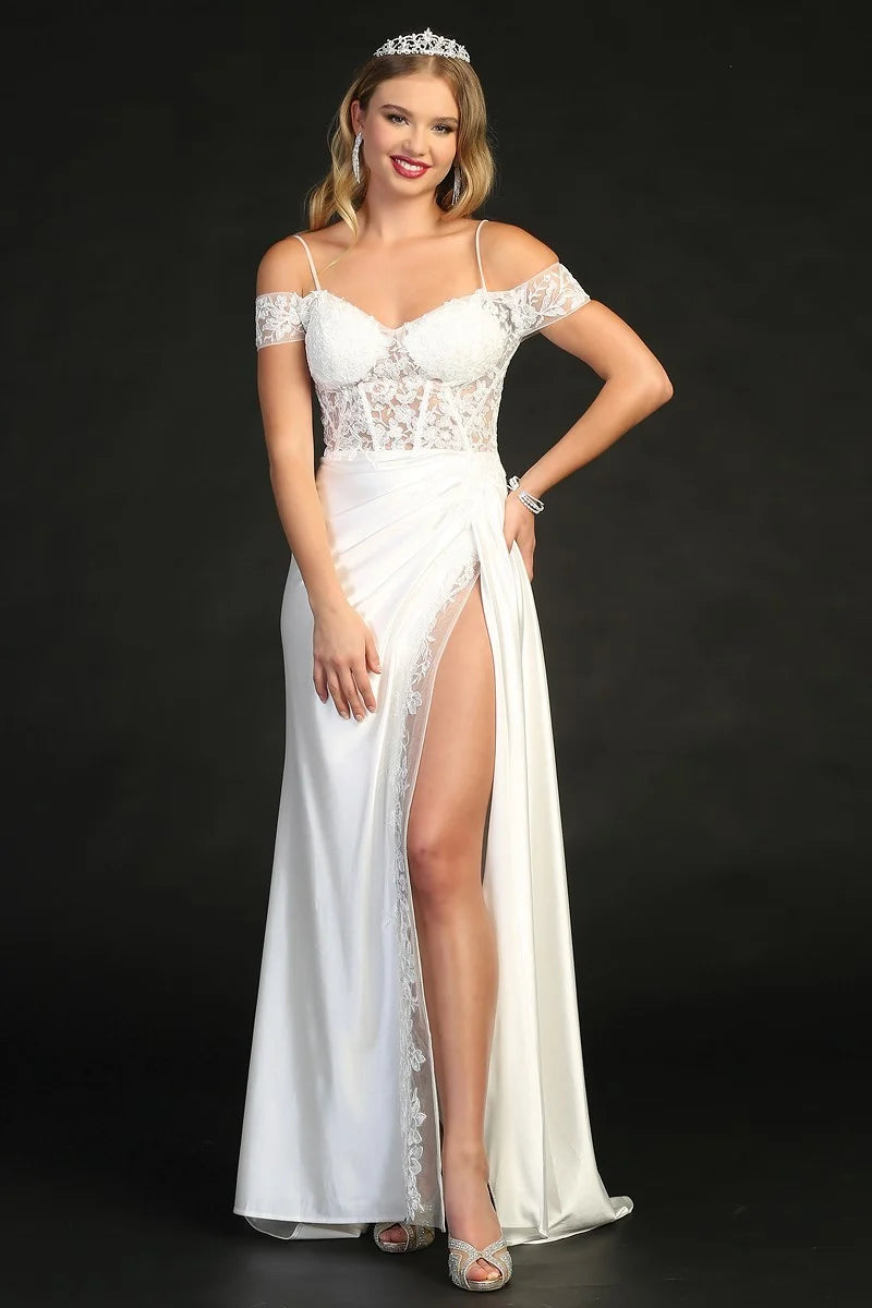 Lace Sheath Full Length Train Corset Wedding Dress