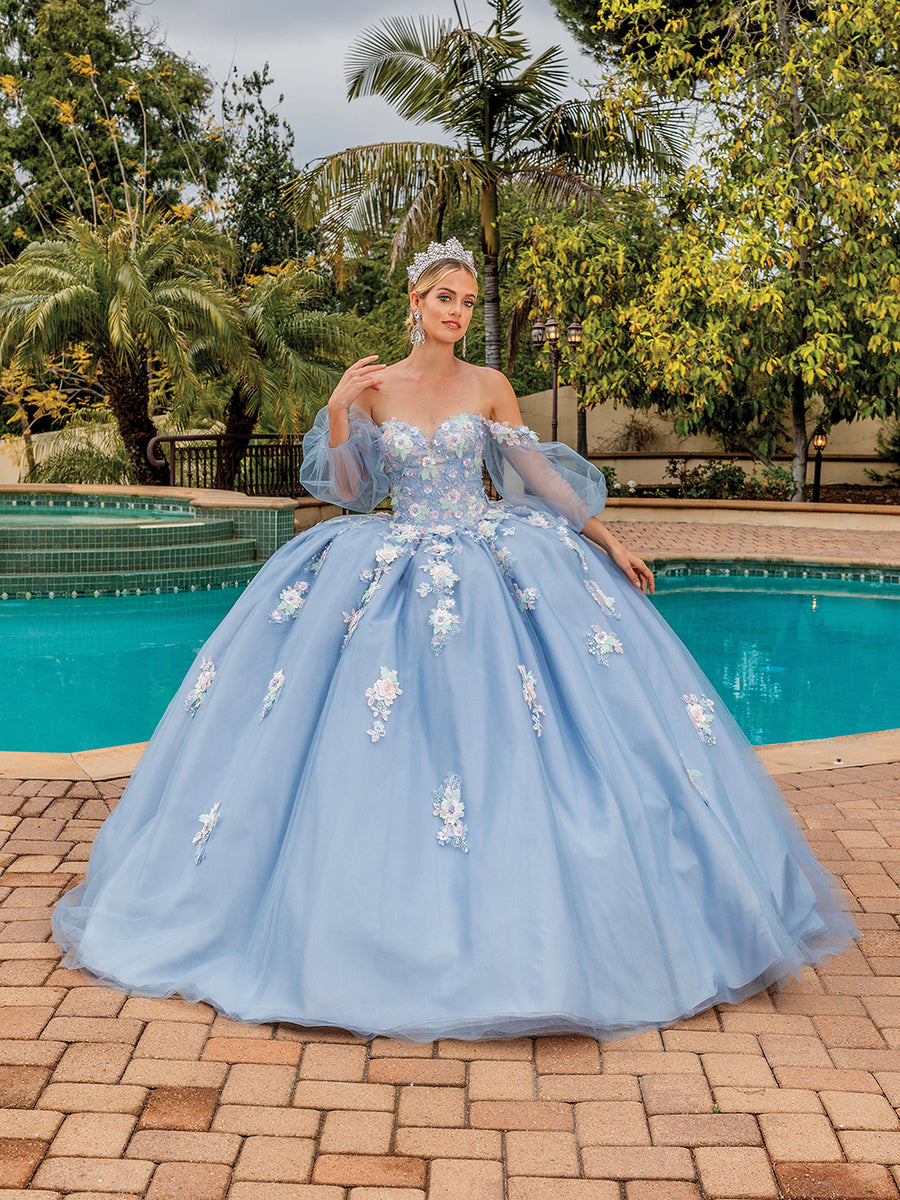 Ice Sweetheart Floral Embroidered Quinceanera Ball Gown