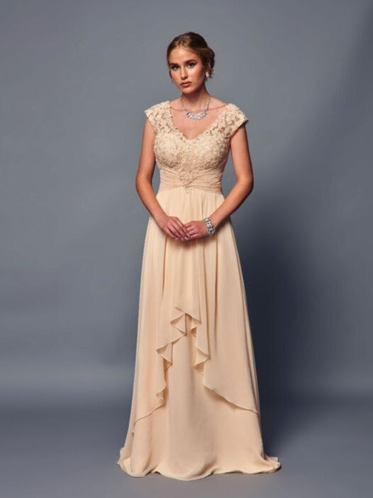 Elegant Cap Sleeve Floral Lace Floor Length Mother of the Bride Dress Off White / 2XL Elegant Cap Sleeve Floral Lace Floor Length Mother of the Bride Dress Off White / 2XL