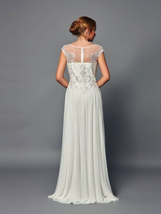 Elegant Cap Sleeve Illusion Halter Neckline Pleated Skirt Mother of the Bride Dress Champagne / M Elegant Cap Sleeve Illusion Halter Neckline Pleated Skirt Mother of the Bride Dress Champagne / M