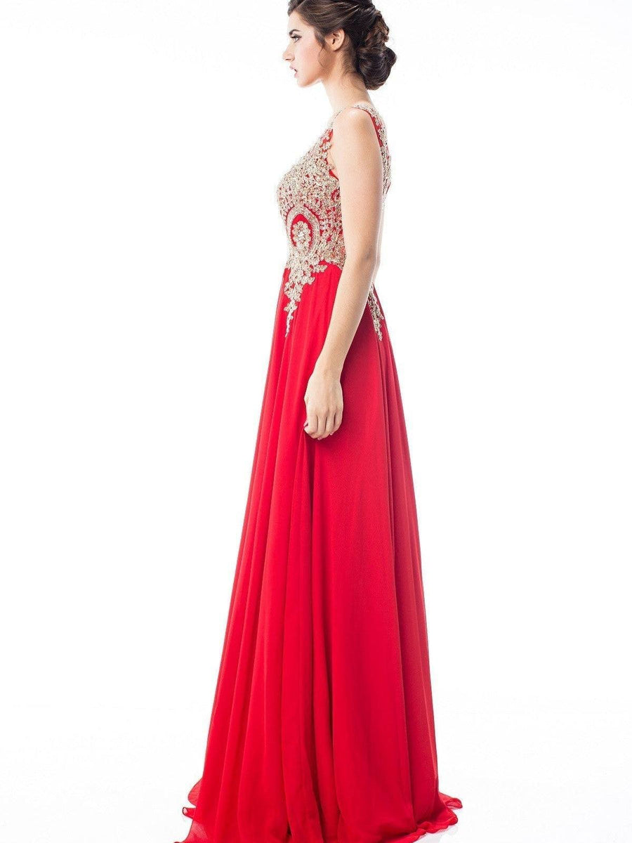 Chiffon Embroidered Rhinestone Empire Waist Evening Dress Green / XL Chiffon Embroidered Rhinestone Empire Waist Evening Dress Green / XL