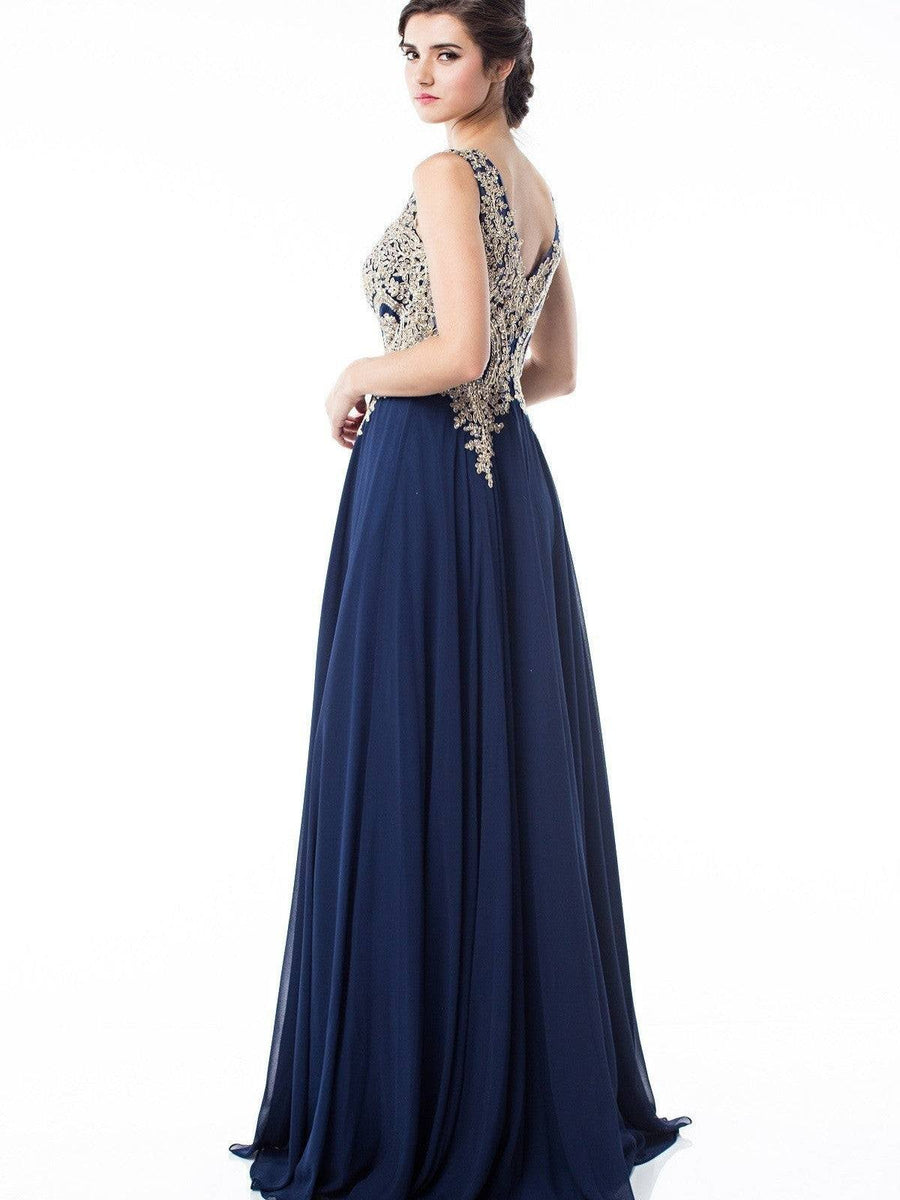 Chiffon Embroidered Rhinestone Empire Waist Evening Dress Green / XL Chiffon Embroidered Rhinestone Empire Waist Evening Dress Green / XL