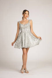 Rhinestone Sweetheart Strapped Short Cocktail Party Dress