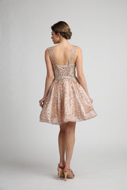 Rhinestone Sweetheart Strapped Short Cocktail Party Dress