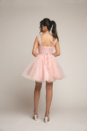 Tulle Mini Skirt Butterfly Cocktail Short Dress