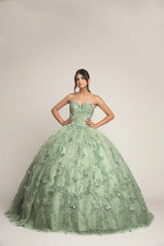 Sweetheart Embellished Intricate Long Cape Quinceanera Dress