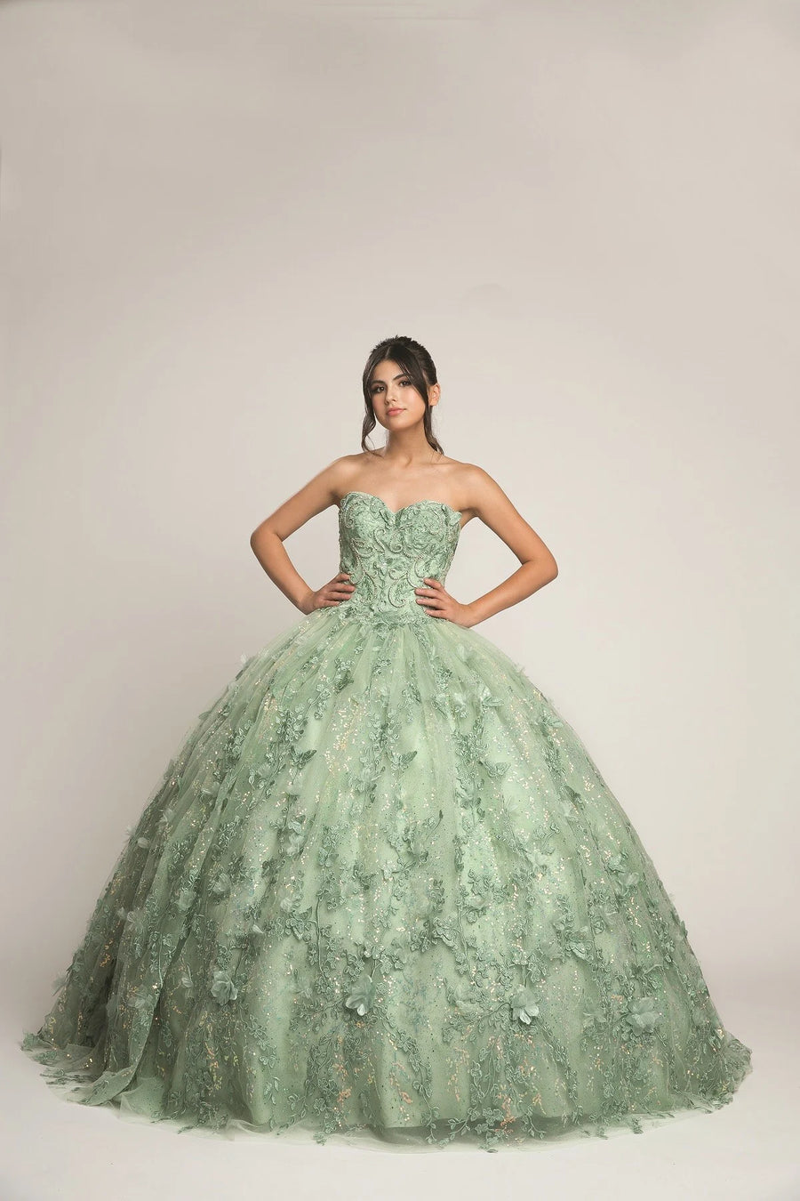 Sweetheart Embellished Intricate Long Cape Quinceanera Dress