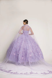 Sweetheart Embellished Intricate Long Cape Quinceanera Dress