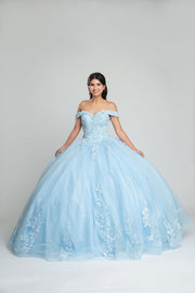 Off The Shoulder Sweetheart Floral Glitter Quinceanera Ball Gown