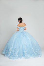 Off The Shoulder Sweetheart Floral Glitter Quinceanera Ball Gown