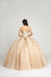 Heart Off The Shoulder Floral Applique Lace Quinceanera Ball Gown