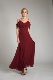 Chiffon Layered A-line Classy Spaghetti Strap Bridesmaid Dress