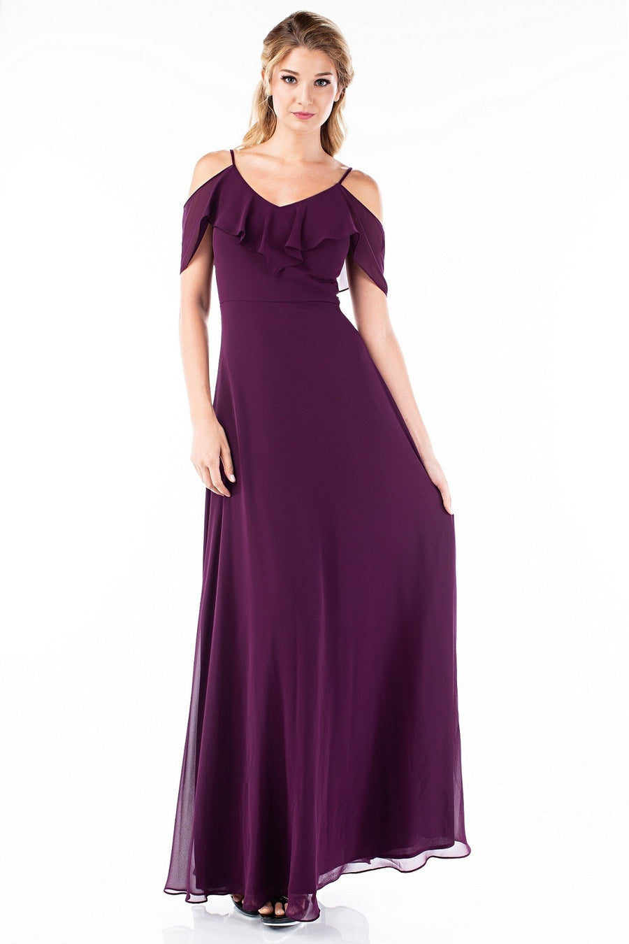 Chiffon Layered A-line Classy Spaghetti Strap Bridesmaid Dress