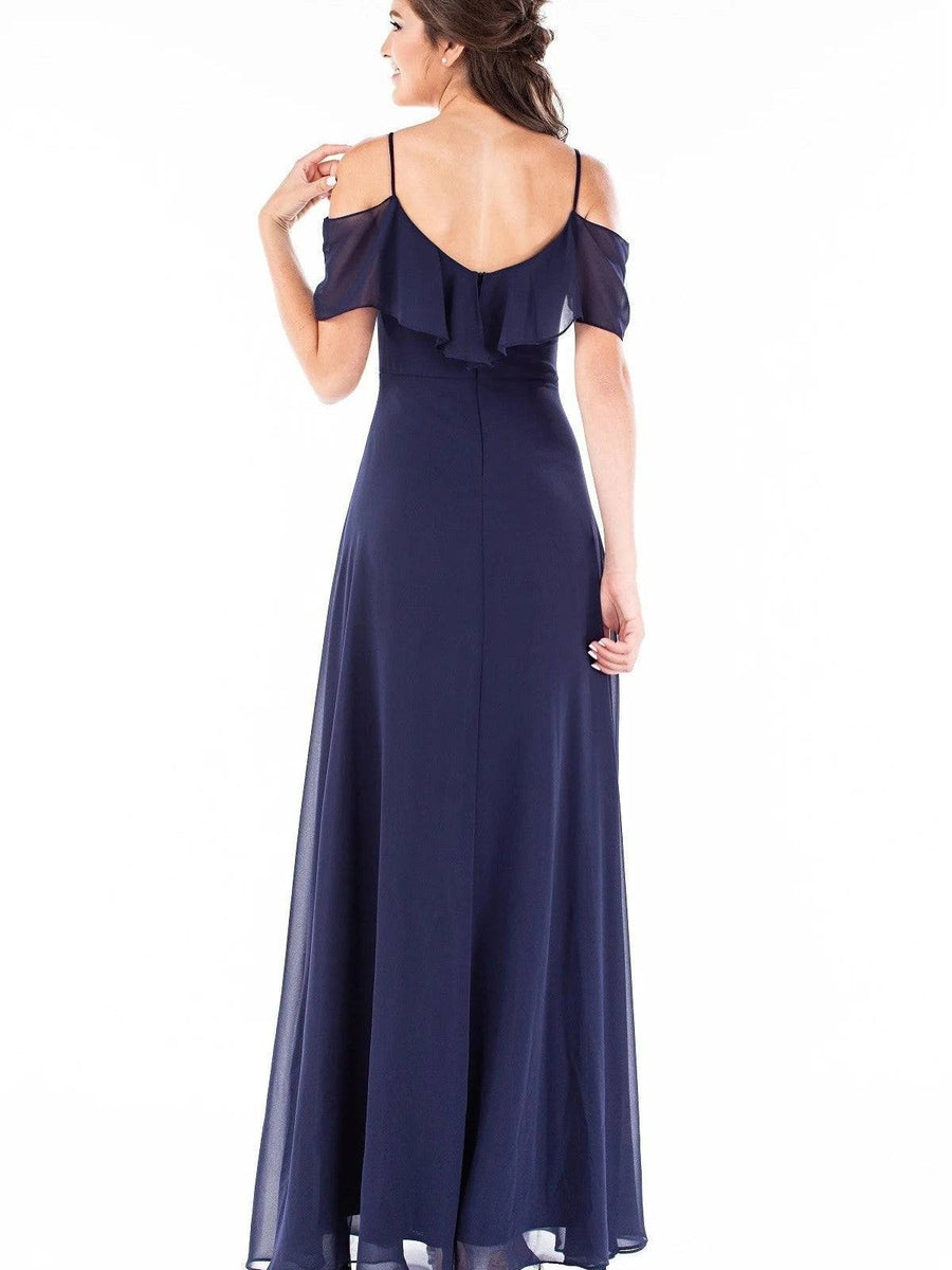 Chiffon Layered A-Line Classy Spaghetti Strap Bridesmaid Dress Champagne / L Chiffon Layered A-Line Classy Spaghetti Strap Bridesmaid Dress Champagne / L