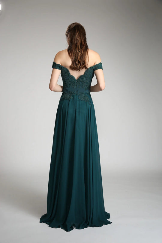 Off The Shoulder Embroidered A-line Sleek Bridesmaid Dress