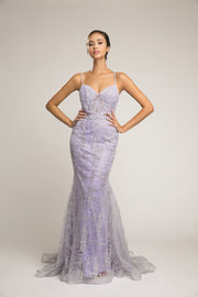 Stunning Mermaid Lace Embroidered Fitted Prom Dress