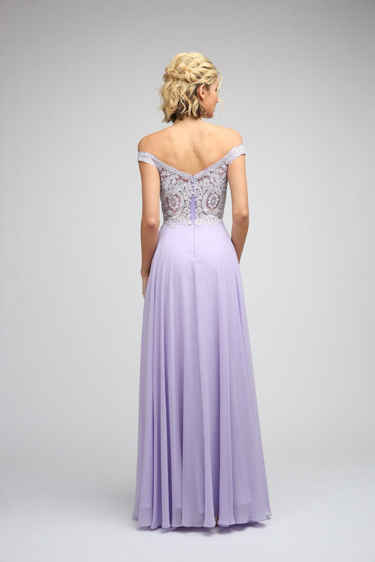 Off The Shoulder Embellished Sheath Chiffon Prom Dress