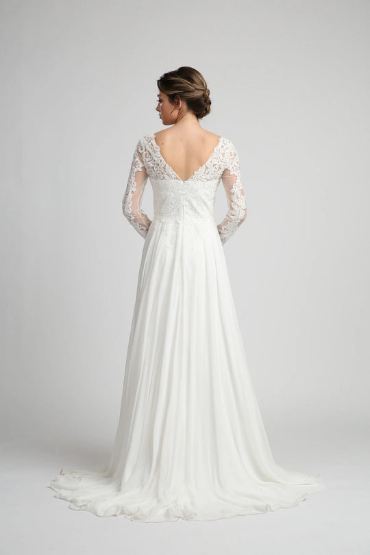 Modest A-line Long Sleeve Lace Wedding Dress