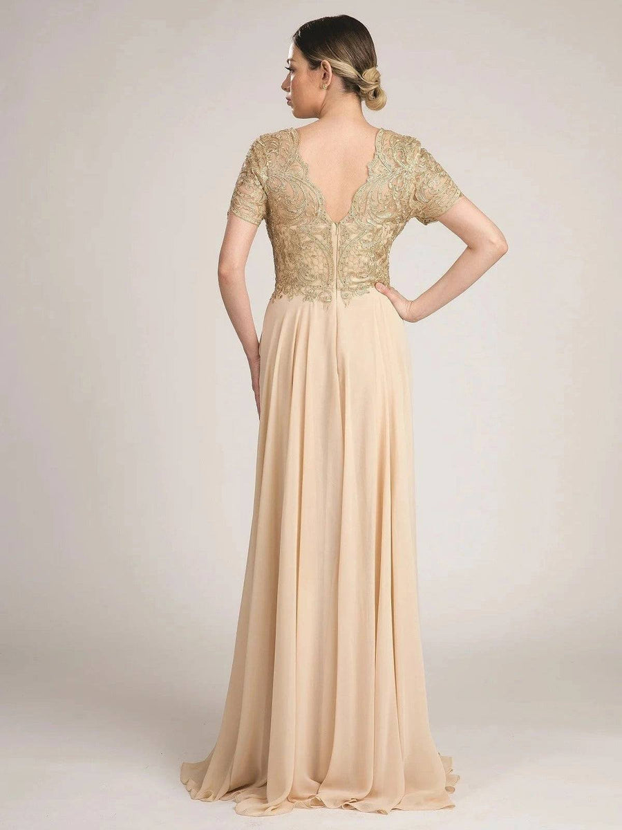 :ace Rhinestone Short Sleeve Mother Of Bride Dress Champagne / 2XL :ace Rhinestone Short Sleeve Mother Of Bride Dress Champagne / 2XL
