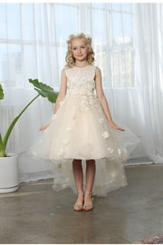 3D Embellished Floral Tulle Formal Girls Dress