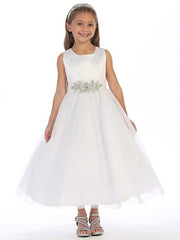 Versatile Satin Tulle Ankle-Length Girl's Dress