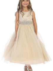 Versatile Satin Tulle Ankle-Length Girl's Dress