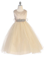 Versatile Satin Tulle Ankle-Length Girl's Dress