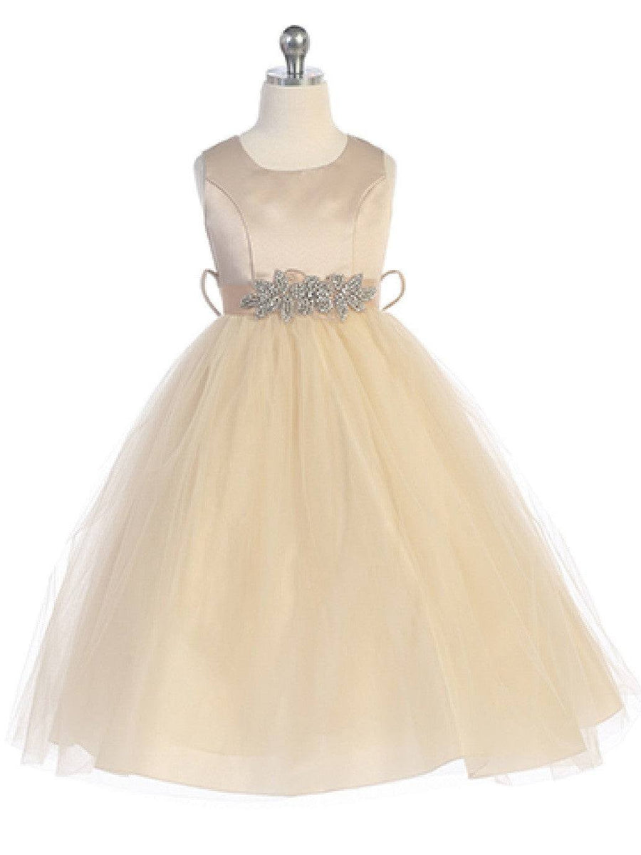 Versatile Satin Tulle Ankle-Length Girl's Dress