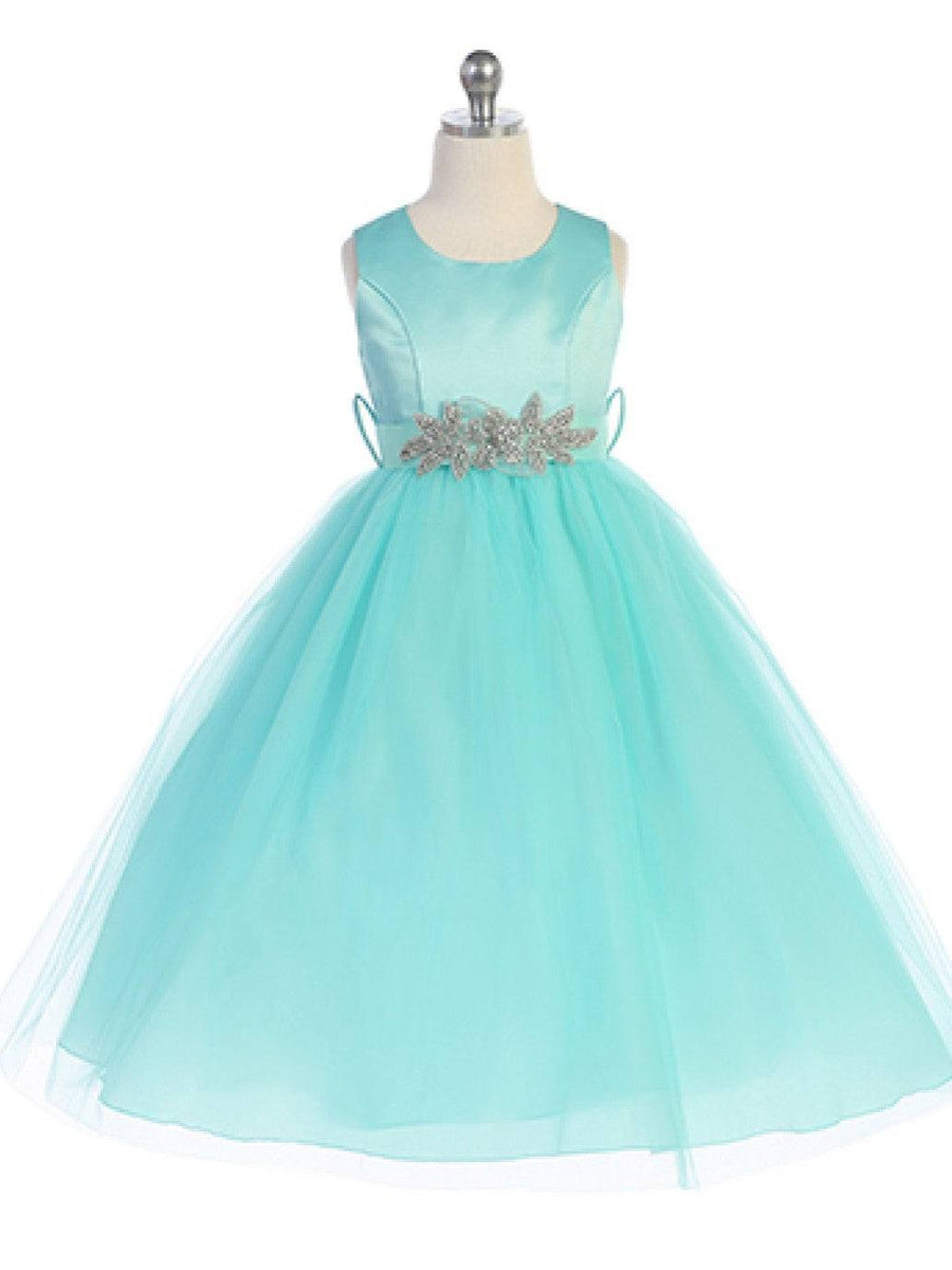 Versatile Satin Tulle Ankle-Length Girl's Dress