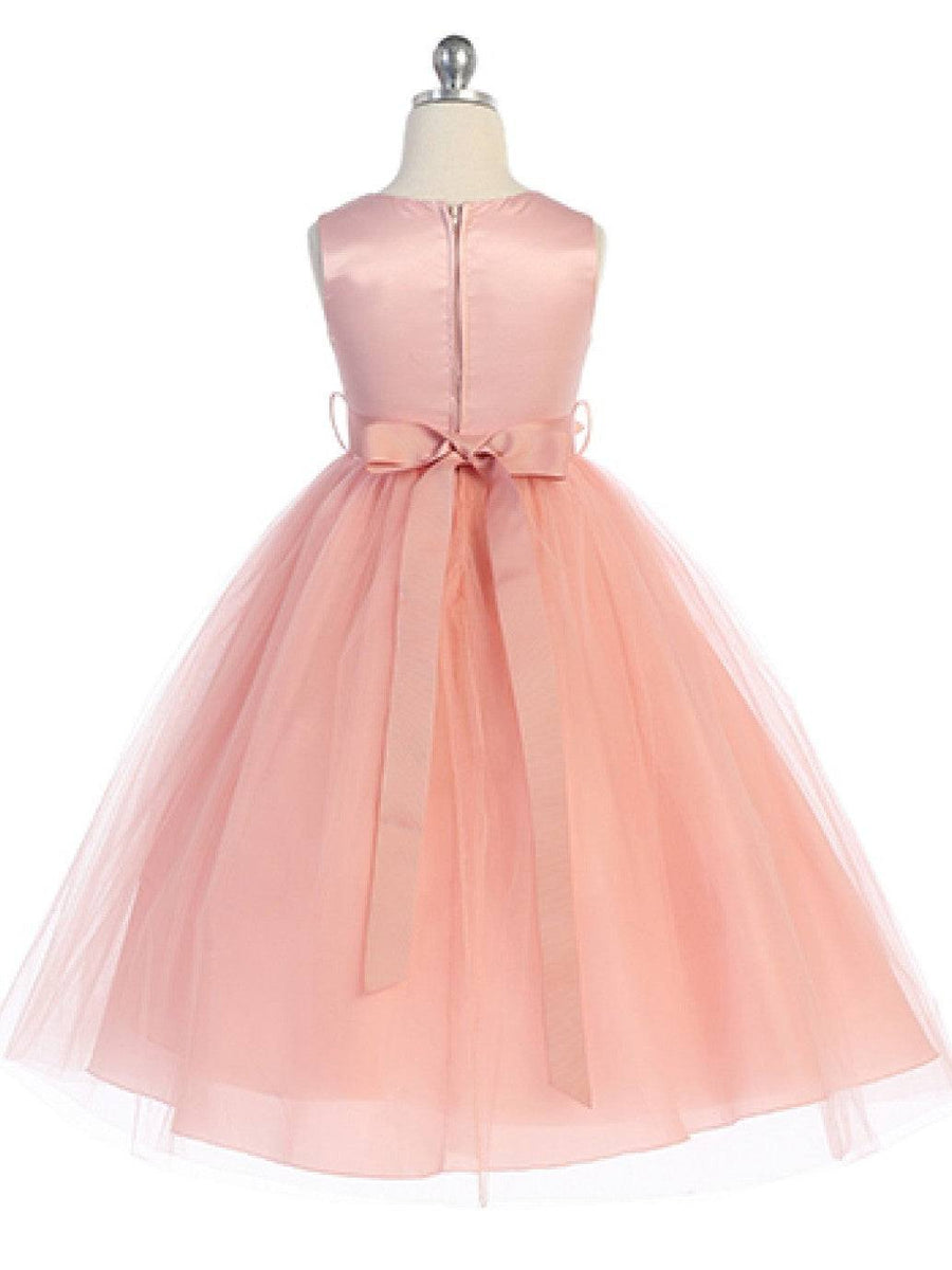 Versatile Satin Tulle Ankle-Length Girl's Dress