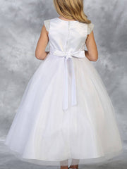 Charming Embellished Pearl Tulle Satin Ankle-Length Girl's Dress