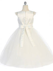 Charming Embellished Pearl Tulle Satin Ankle-Length Girl's Dress