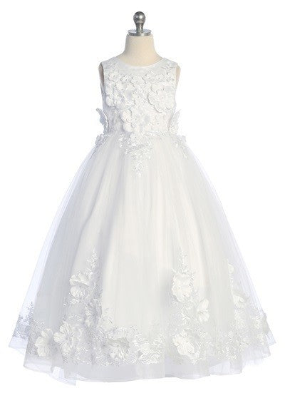 3D Embroidered Mesh Skirt Flower Girls Dress