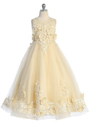 3D Embroidered Mesh Skirt Flower Girls Dress