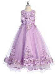 3D Embroidered Mesh Skirt Flower Girls Dress