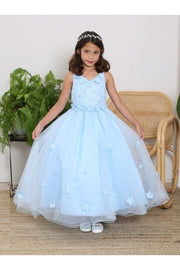 Floral Tulle Glitter Little Girls Dress