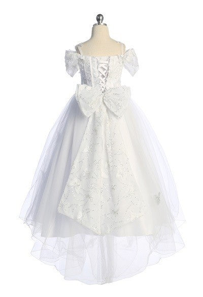 Embroidered Butterfly Mesh Skirt Communion Girls Dress