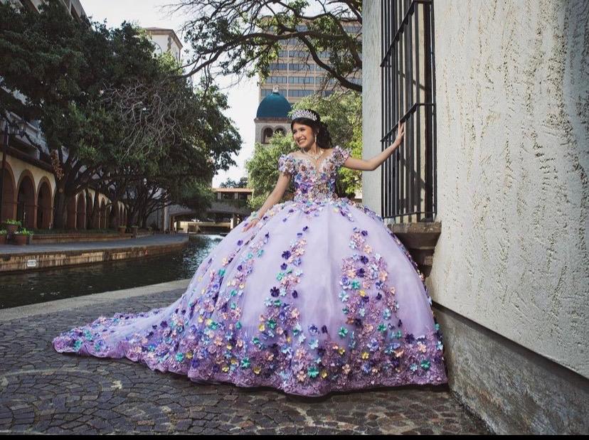 Lavender Sweetheart Multi Color Floral Quinceanera Ball Gown